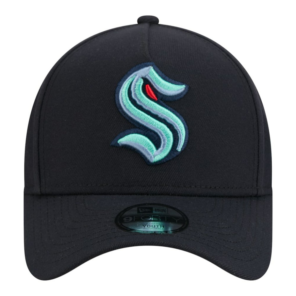 Seattle Kraken New Era Youth 9FORTY A-Frame Adjustable Hat - Deep Sea Blue - NHL