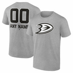 Anaheim Ducks Big & Tall Personalized Name & Number Monochrome T-Shirt - Gray - NHL