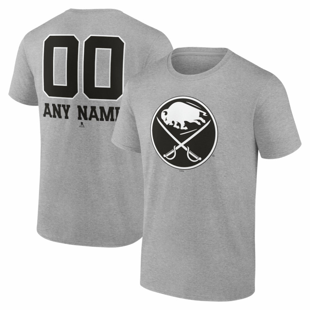Buffalo Sabres Big & Tall Personalized Name & Number Monochrome T-Shirt - Gray - NHL