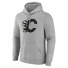 Calgary Flames Big & Tall Personalized Name & Number Monochrome Pullover Hoodie - Gray - NHL