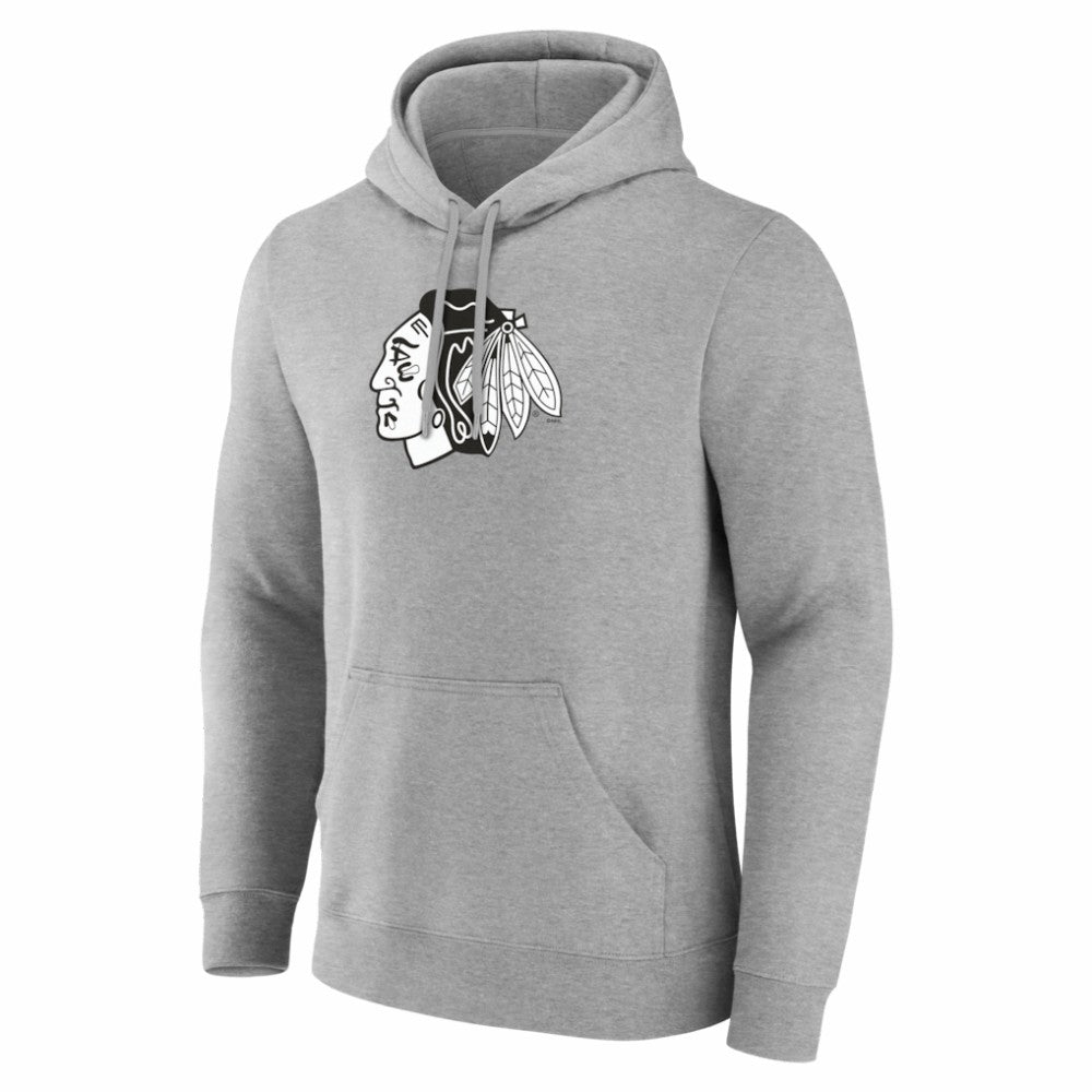 Chicago Blackhawks Big & Tall Personalized Name & Number Monochrome Pullover Hoodie - Gray - NHL