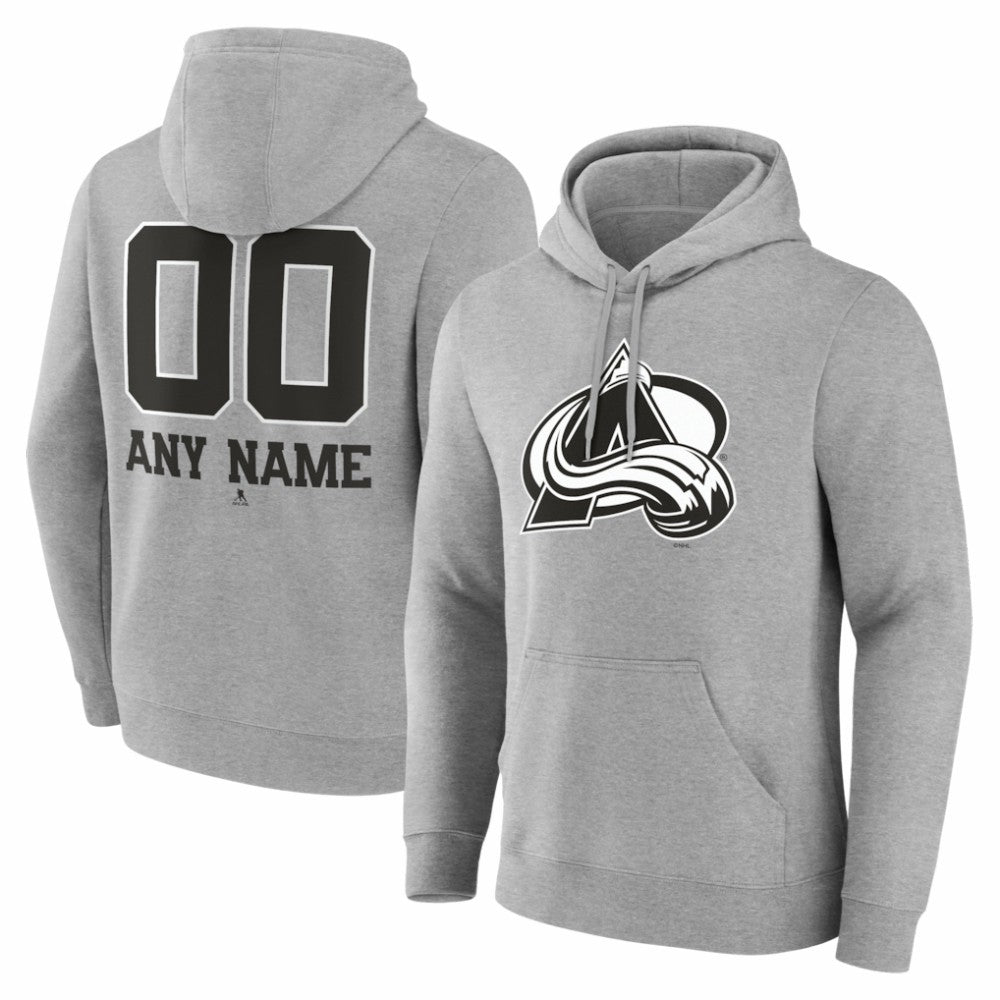Colorado Avalanche Big & Tall Personalized Name & Number Monochrome Pullover Hoodie - Gray - NHL