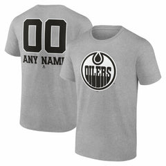 Edmonton Oilers Big & Tall Personalized Name & Number Monochrome T-Shirt - Gray - NHL