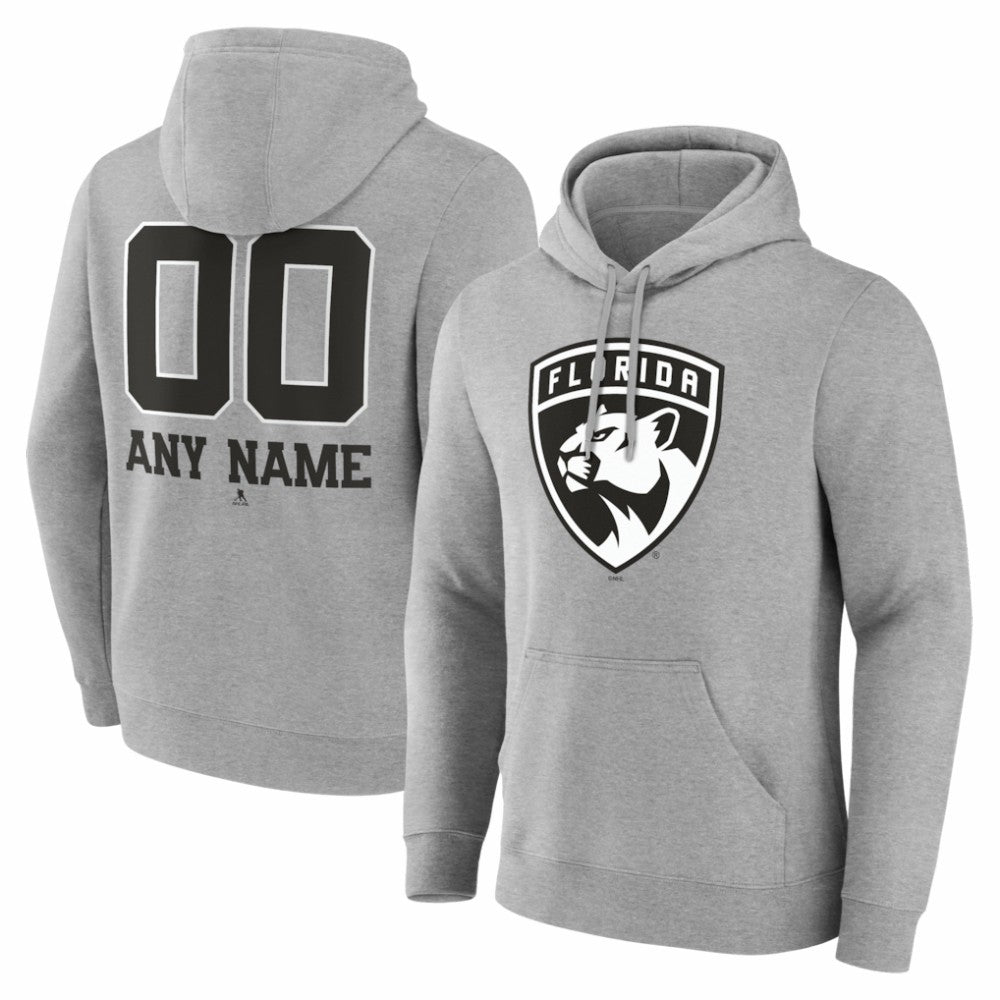 Florida Panthers Big & Tall Personalized Name & Number Monochrome Pullover Hoodie - Gray - NHL