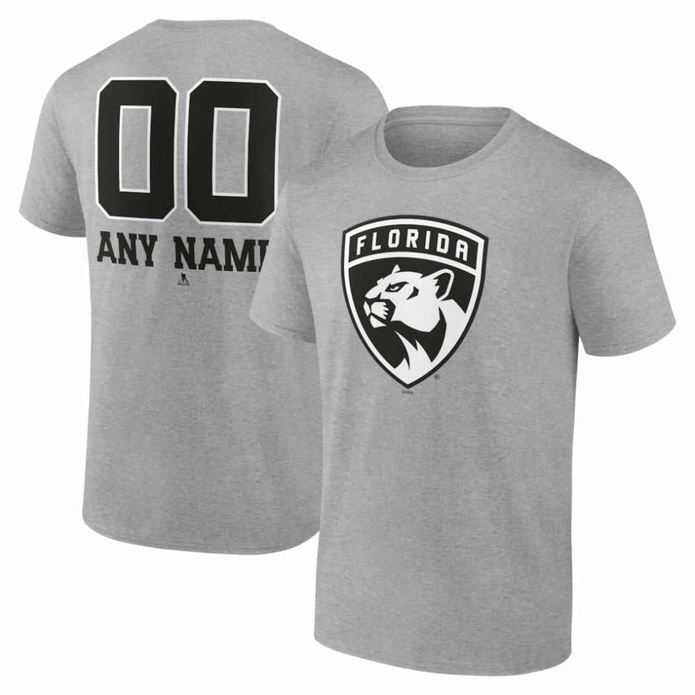Florida Panthers Big & Tall Personalized Name & Number Monochrome T-Shirt - Gray - NHL