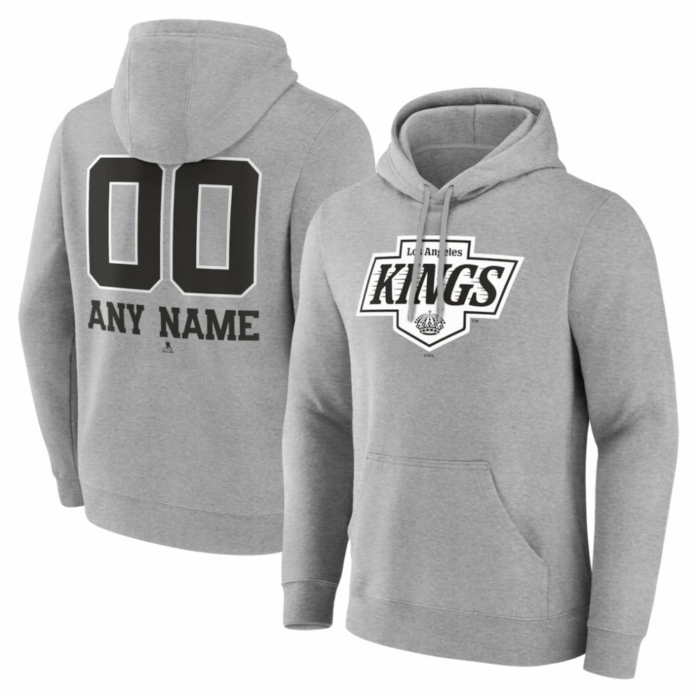Los Angeles Kings Big & Tall Personalized Name & Number Monochrome Pullover Hoodie - Gray - NHL