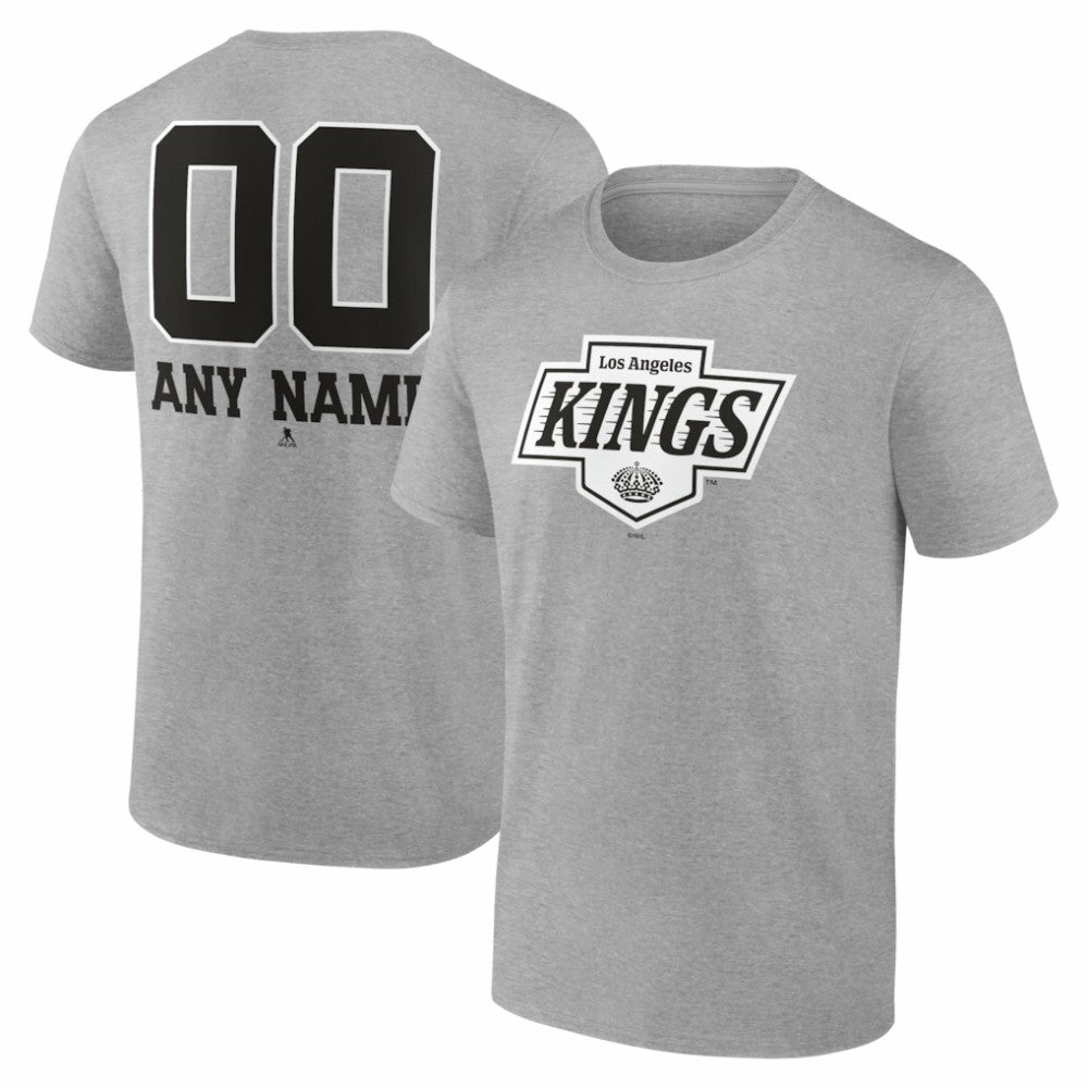 Los Angeles Kings Big & Tall Personalized Name & Number Monochrome T-Shirt - Gray - NHL