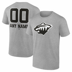 Minnesota Wild Big & Tall Personalized Name & Number Monochrome T-Shirt - Gray - NHL