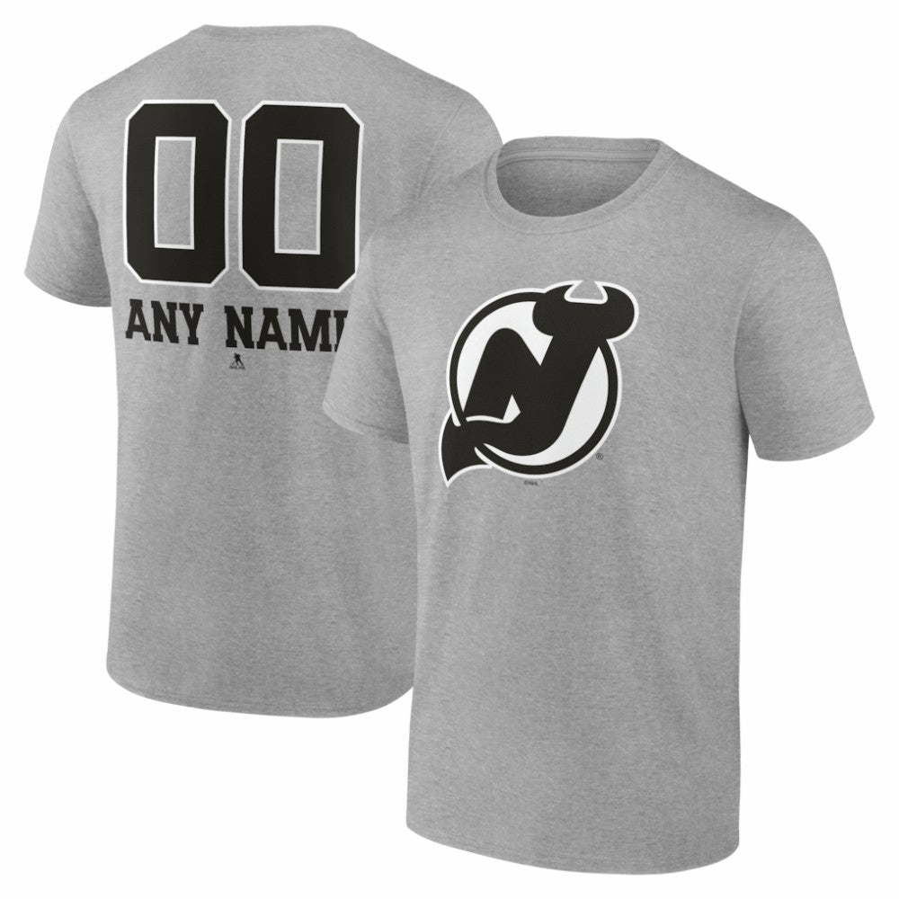 New Jersey Devils Big & Tall Personalized Name & Number Monochrome T-Shirt - Gray - NHL