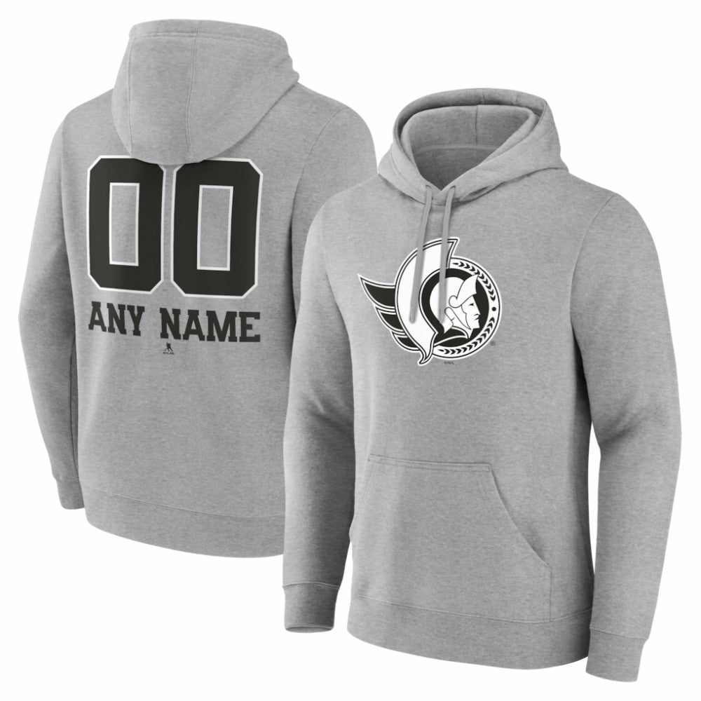 Ottawa Senators Big & Tall Personalized Name & Number Monochrome Pullover Hoodie - Gray - NHL