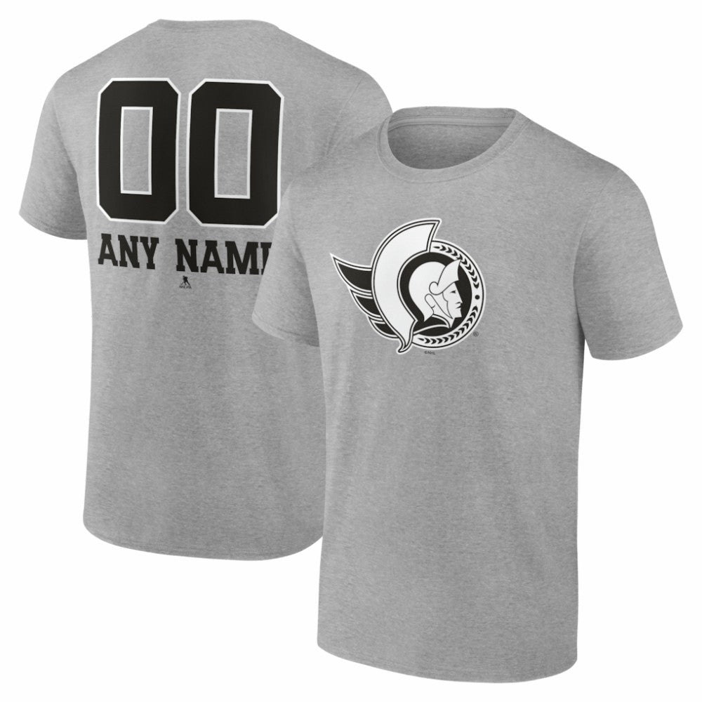 Ottawa Senators Big & Tall Personalized Name & Number Monochrome T-Shirt - Gray - NHL