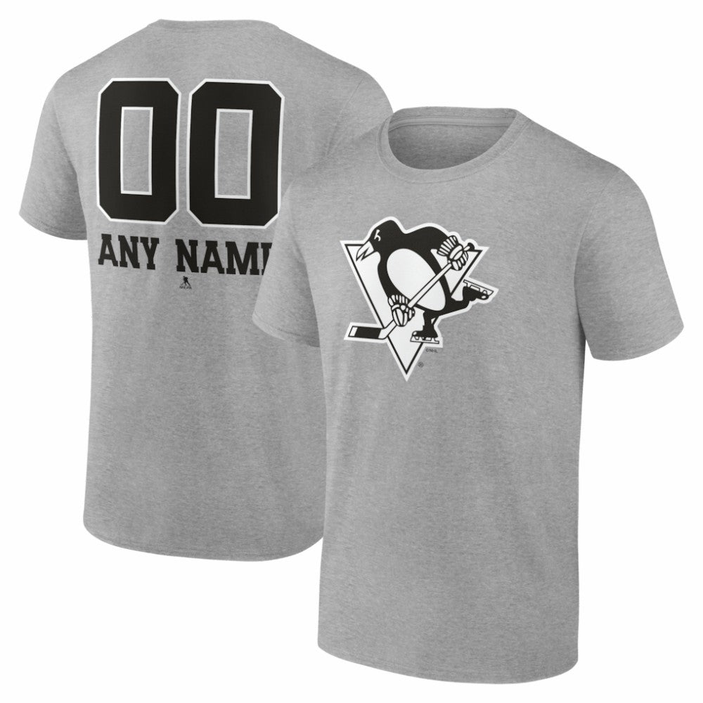 Pittsburgh Penguins Big & Tall Personalized Name & Number Monochrome T-Shirt - Gray - NHL