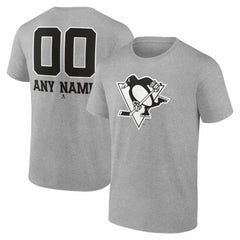 Pittsburgh Penguins Big & Tall Personalized Name & Number Monochrome T-Shirt - Gray - NHL