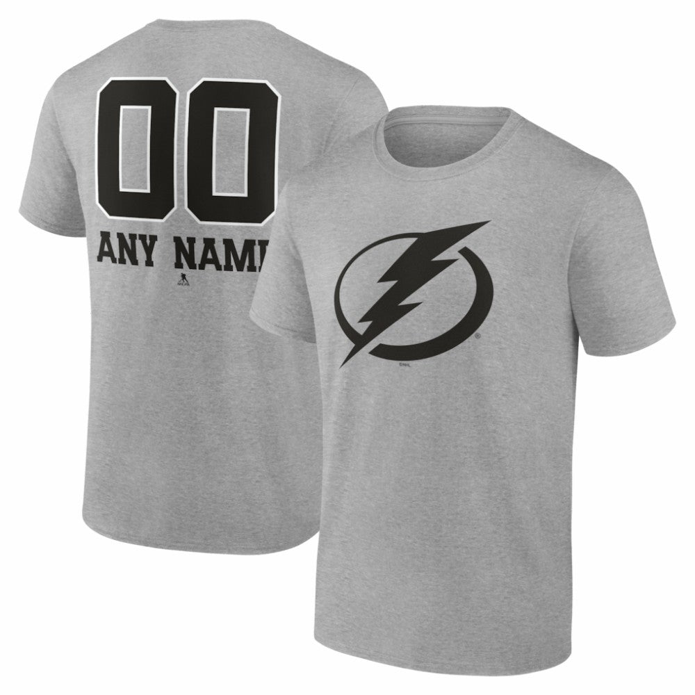 Tampa Bay Lightning Big & Tall Personalized Name & Number Monochrome T-Shirt - Gray - NHL