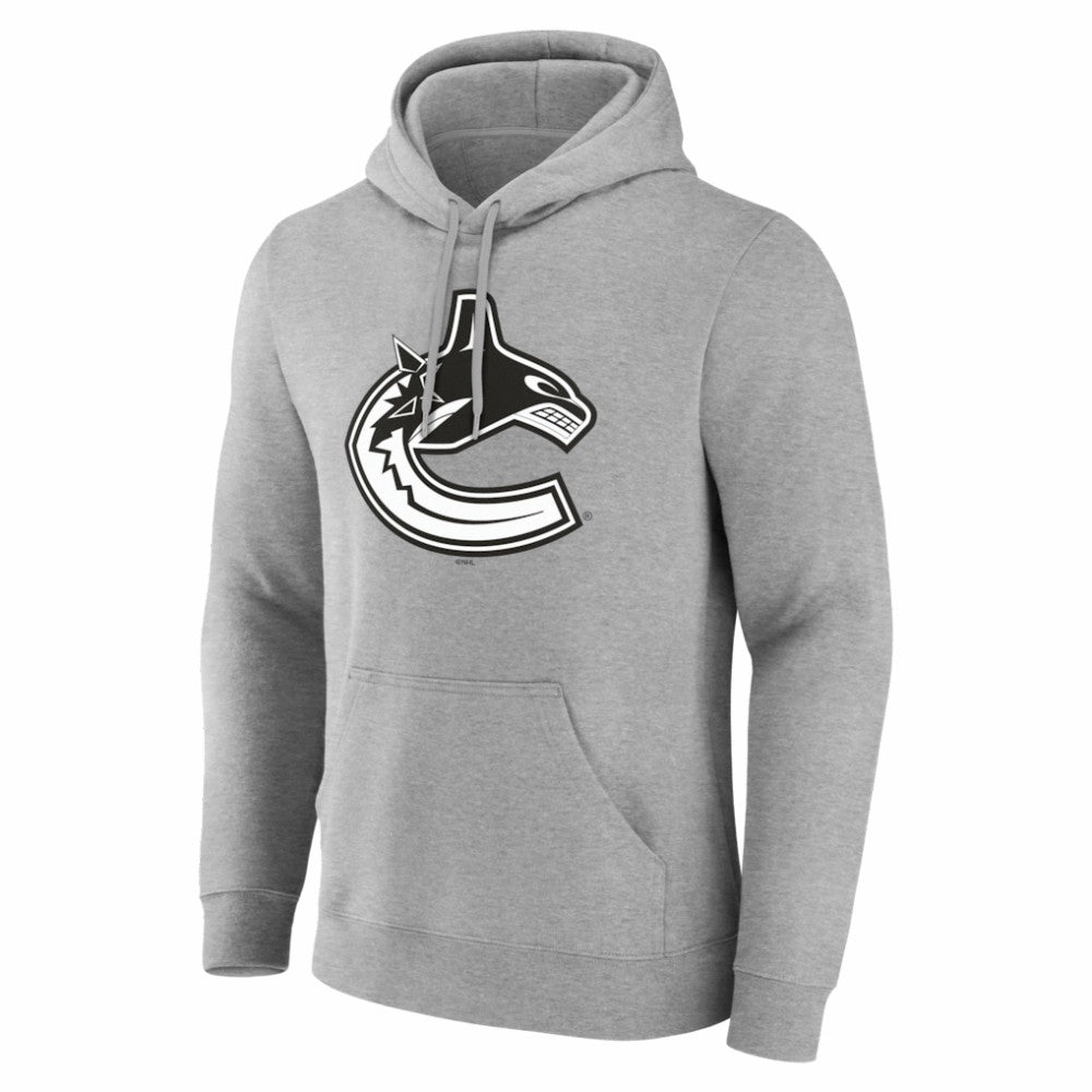 Vancouver Canucks Big & Tall Personalized Name & Number Monochrome Pullover Hoodie - Gray - NHL