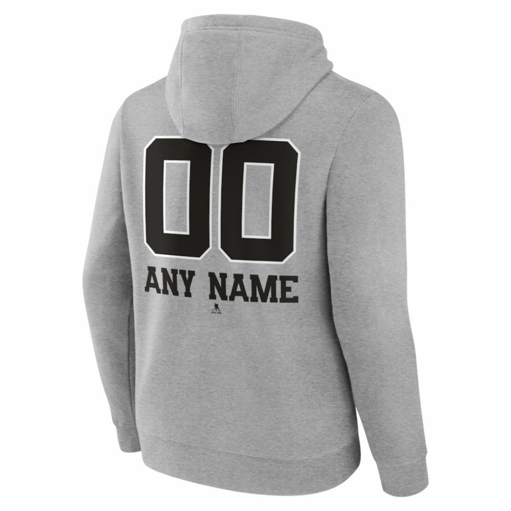 Vancouver Canucks Big & Tall Personalized Name & Number Monochrome Pullover Hoodie - Gray - NHL