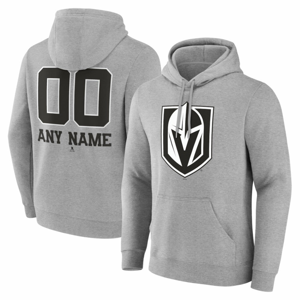 Vegas Golden Knights Big & Tall Personalized Name & Number Monochrome Pullover Hoodie - Gray - NHL
