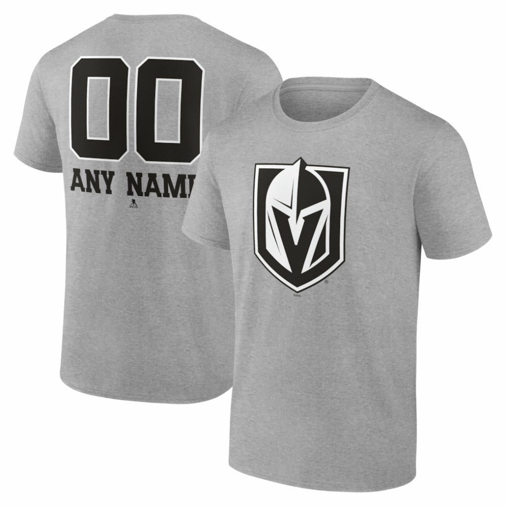 Vegas Golden Knights Big & Tall Personalized Name & Number Monochrome T-Shirt - Gray - NHL
