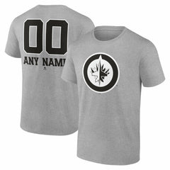 Winnipeg Jets Big & Tall Personalized Name & Number Monochrome T-Shirt - Gray - NHL