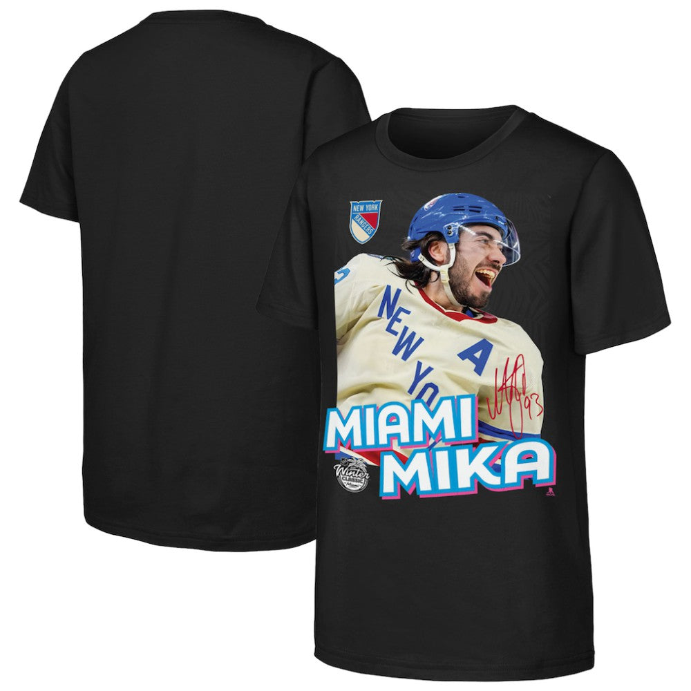 Mika Zibanejad New York Rangers Outerstuff Youth Miami Mika T-Shirt - Black - NHL