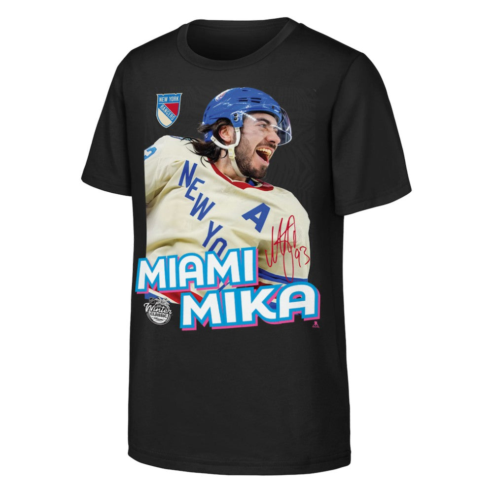 Mika Zibanejad New York Rangers Outerstuff Youth Miami Mika T-Shirt - Black - NHL
