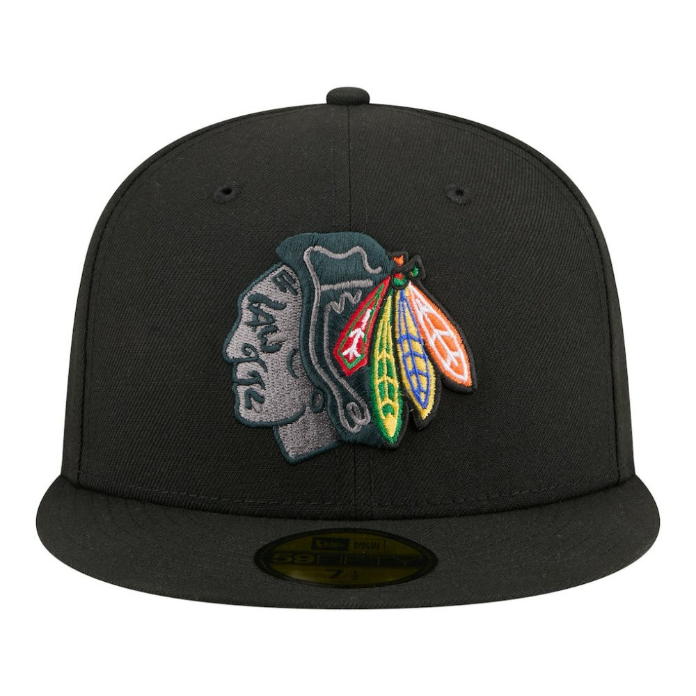 Chicago Blackhawks New Era Color Pop 59FIFTY Fitted Hat - Black - NHL