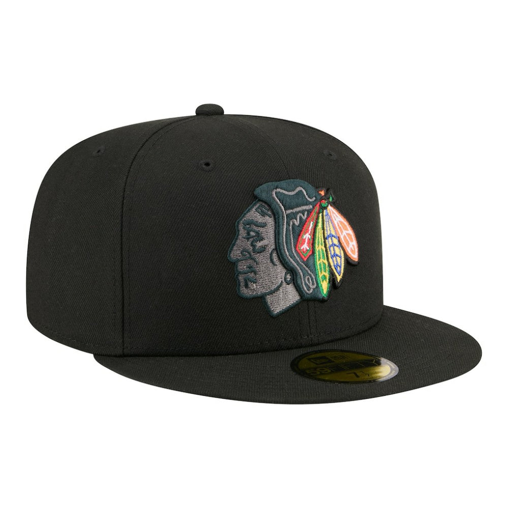 Chicago Blackhawks New Era Color Pop 59FIFTY Fitted Hat - Black - NHL