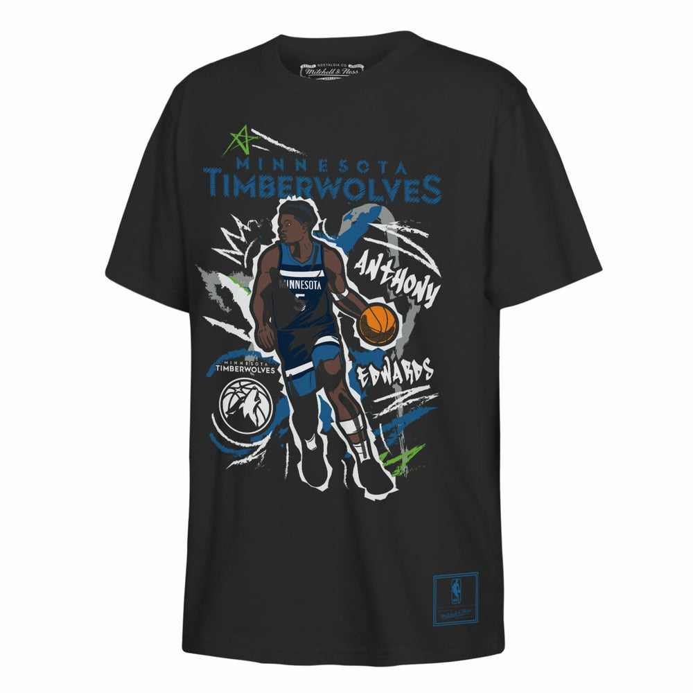 Anthony Edwards Minnesota Timberwolves Outerstuff Youth Chalked Up Player Name & Number T-Shirt Black - NBA