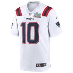 Drake Maye New England Patriots Super Bowl LX Patch Game Jersey White | Nike for Sale