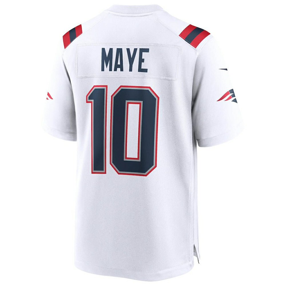 Drake Maye New England Patriots Super Bowl LX Patch Game Jersey White | Nike for Sale
