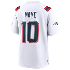 Drake Maye New England Patriots Super Bowl LX Patch Game Jersey White | Nike for Sale