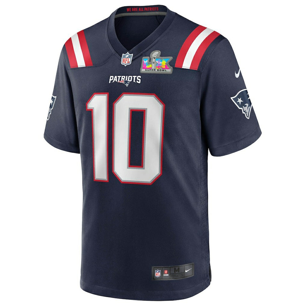 Drake Maye New England Patriots Super Bowl LX Patch Game Jersey Navy | Nike for Sale
