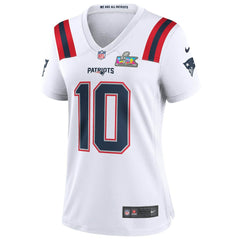 Drake Maye New England Patriots Women's Super Bowl LX Patch Game Jersey White | Nike for Sale