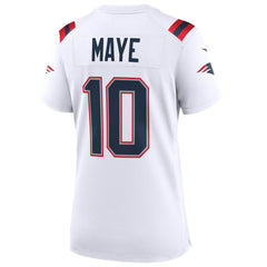 Drake Maye New England Patriots Women's Super Bowl LX Patch Game Jersey White | Nike for Sale