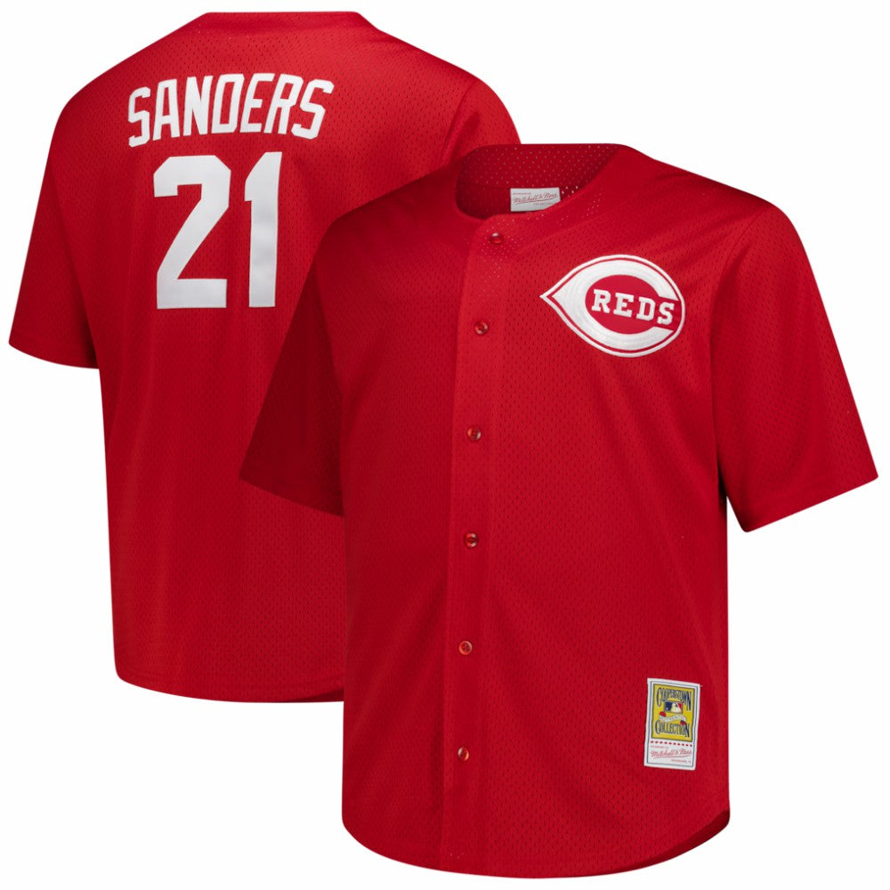 Deion Sanders Cincinnati Reds Mitchell & Ness Big & Tall Cooperstown Mesh Batting Practice Jersey - MLB