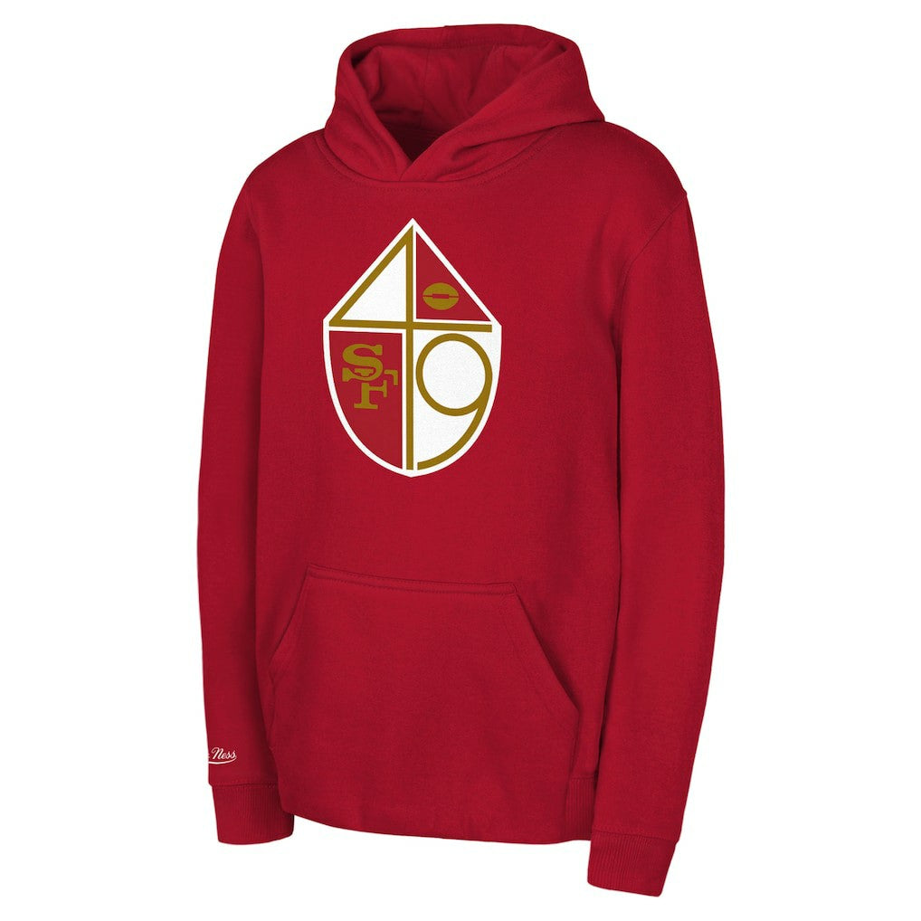 San Francisco 49ers Youth Retro Logo Retro Logo Hoodie Scarlet | Mitchell & Ness