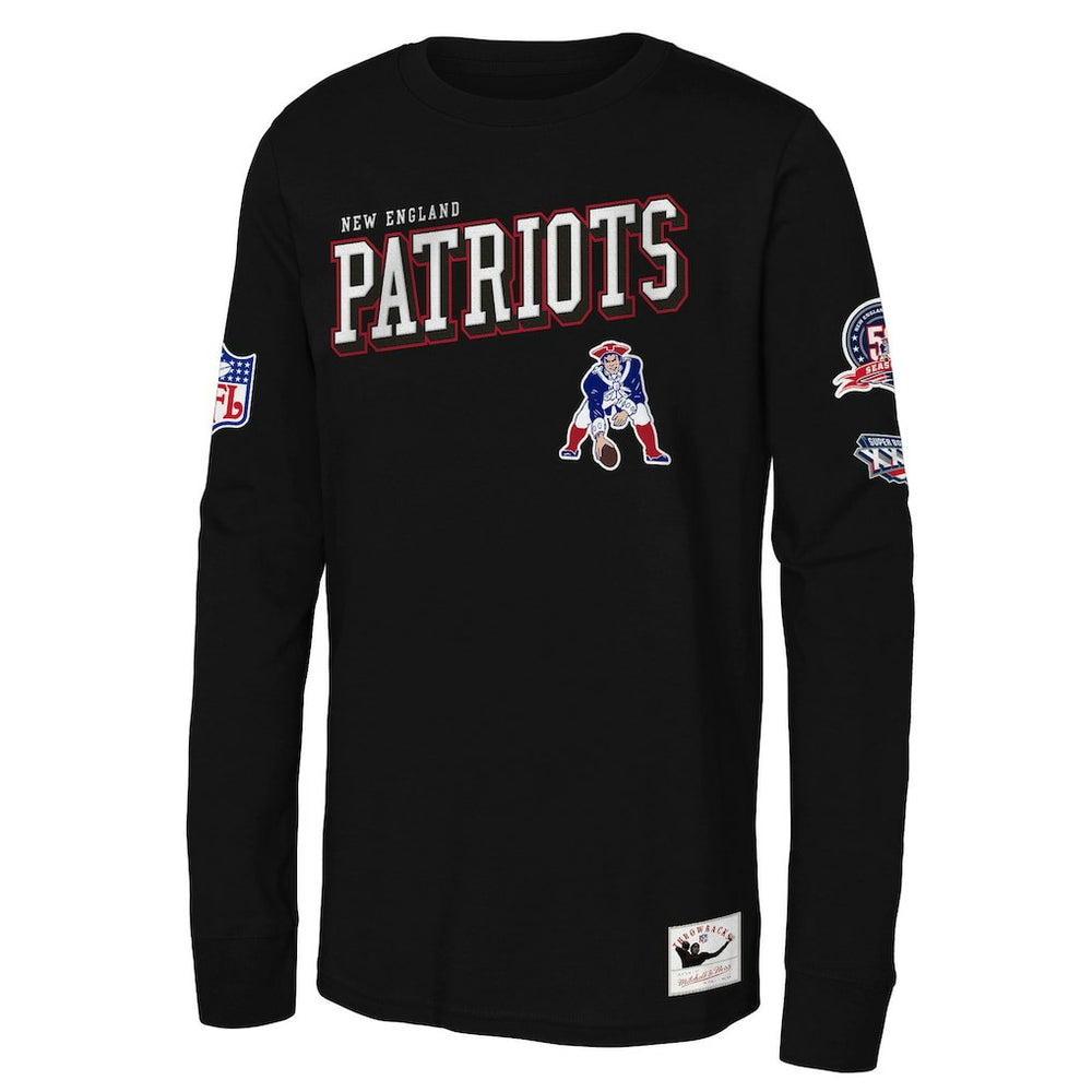 New England Patriots Youth Training Camp Long Sleeve T-Shirt Black | Mitchell & Ness