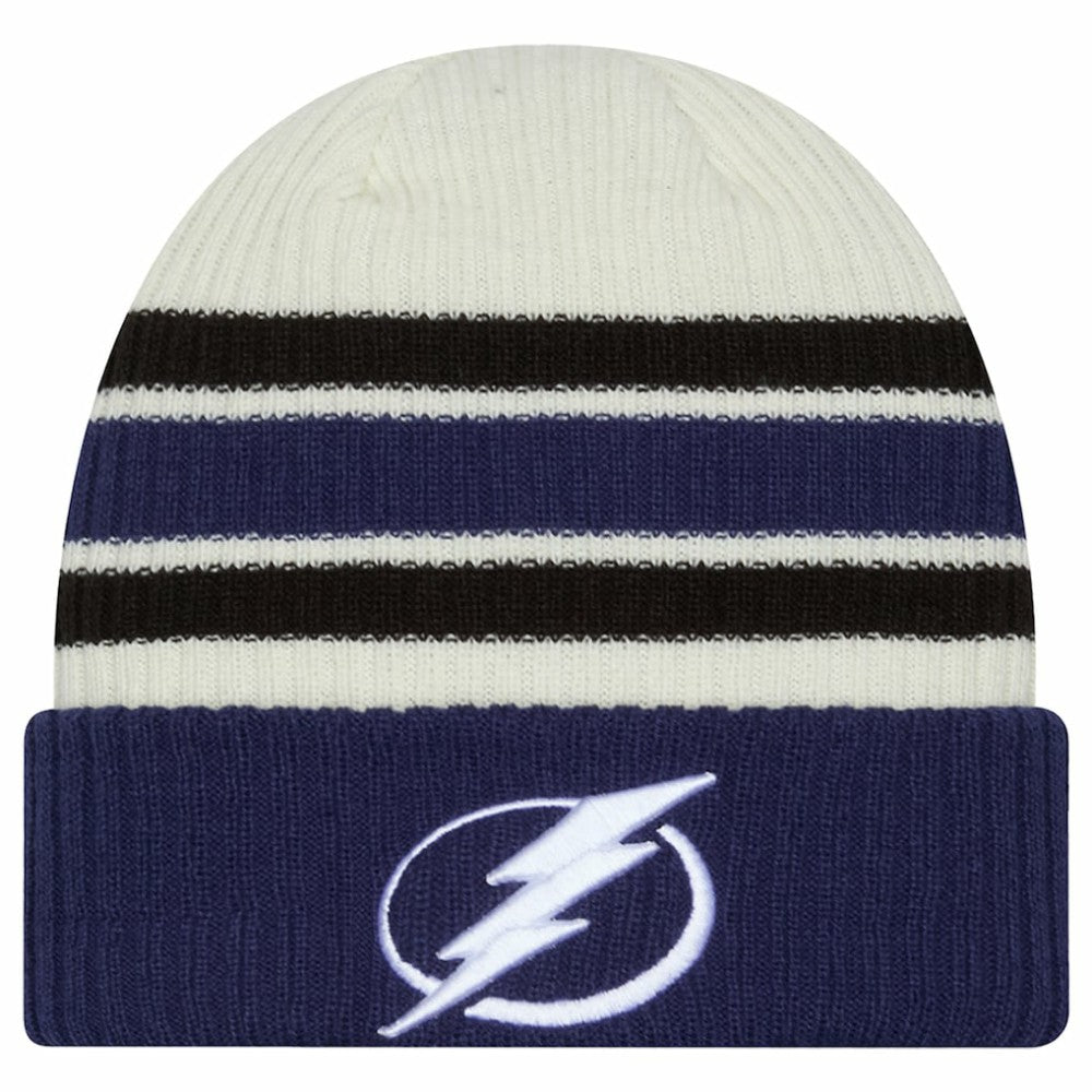 Tampa Bay Lightning New Era Vintage Cuffed Knit Hat - Cream/Blue - NHL