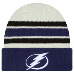 Tampa Bay Lightning New Era Vintage Cuffed Knit Hat - Cream/Blue - NHL