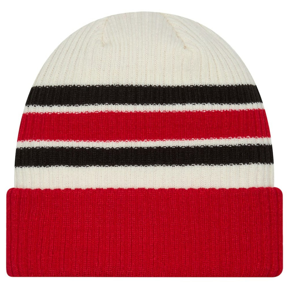 Carolina Hurricanes New Era Vintage Cuffed Knit Hat - Cream/Red - NHL