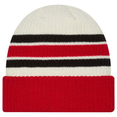 Carolina Hurricanes New Era Vintage Cuffed Knit Hat - Cream/Red - NHL