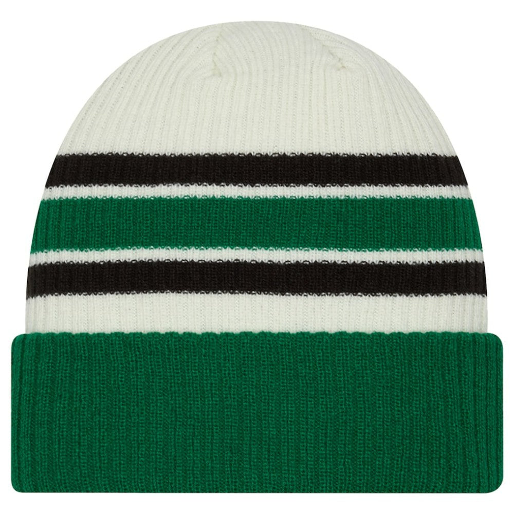 Dallas Stars New Era Vintage Cuffed Knit Hat - Cream/Kelly Green - NHL
