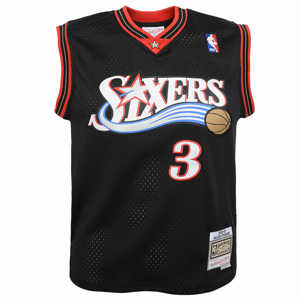 Allen Iverson Philadelphia 76ers Youth 2000-01 Swingman Road Jersey Black - NBA