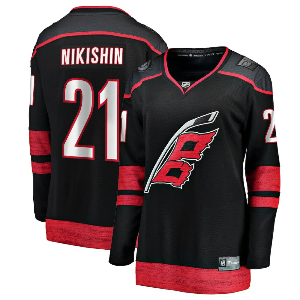 Alexander Nikishin Carolina Hurricanes Fanatics Women's Home Breakaway Jersey - Black - NHL