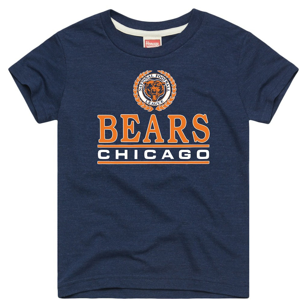 Chicago Bears Homage Youth Crest Tri-Blend T-Shirt Navy | NFL