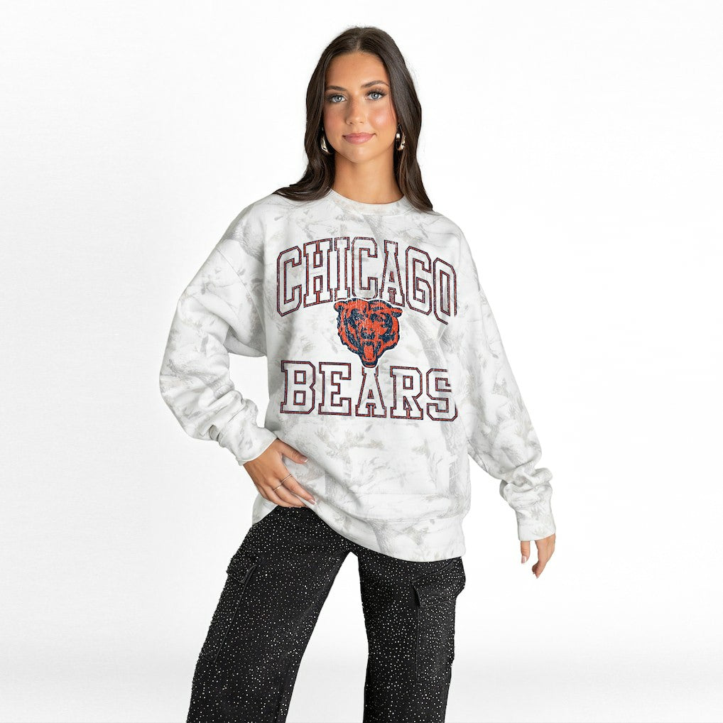 Chicago Bears Gameday Couture Women's Whiteout Oversized Premium Fleece Sweatshirt Arctic Camo | NFL