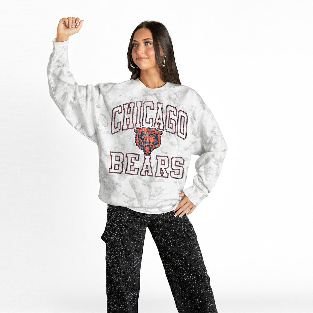 Chicago Bears Gameday Couture Women's Whiteout Oversized Premium Fleece Sweatshirt Arctic Camo | NFL