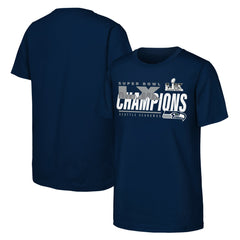 Seattle Seahawks Youth Super Bowl LX Champions Iconic Victory T-Shirt College Navy | Fanatics