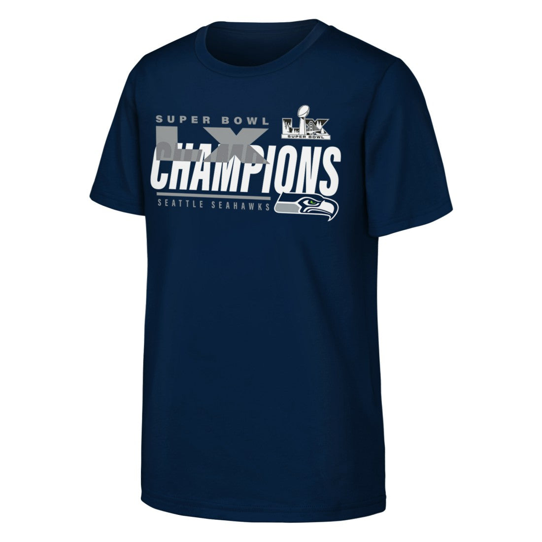 Seattle Seahawks Youth Super Bowl LX Champions Iconic Victory T-Shirt College Navy | Fanatics