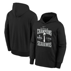 Seattle Seahawks Youth Super Bowl LX Champions Locker Room Trophy Collection Authentic Hoodie Black | Nike for Sale